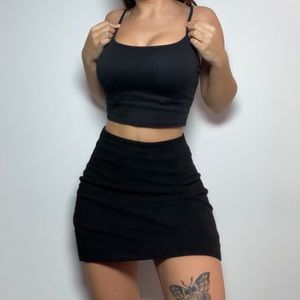 Black Suede Mini Skirt